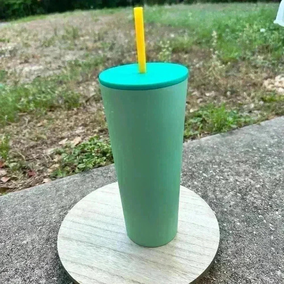 RARE New Starbucks Tumbler Hibiscus Stainless Venti 24 oz Mint Teal Cold Cup HTF - Picture 4 of 5